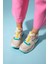Crown Bej Simli Multi Bağcıklı Kadın Kalın Taban Spor Sneakers 3
