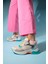Crown Bej Simli Multi Bağcıklı Kadın Kalın Taban Spor Sneakers 4