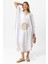 Beyaz Şile Bezi Yarasa Kollu Işlemeli Uzun Yazlık Astarsız Plaj Pamuklu Kaftan Elbise 3