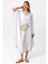 Beyaz Şile Bezi Yarasa Kollu Işlemeli Uzun Yazlık Astarsız Plaj Pamuklu Kaftan Elbise 4