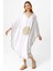 Beyaz Şile Bezi Yarasa Kollu Işlemeli Uzun Yazlık Astarsız Plaj Pamuklu Kaftan Elbise 5