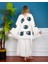 Krizantem Kimono /Kaftan /Bornoz Pantolon-Ceket Takım Göz Iç Mavi Desenli 2