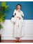Krizantem Kimono /Kaftan /Bornoz Pantolon-Ceket Takım Göz Iç Mavi Desenli 3