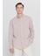 Erkek Camel Comfort Fit Rahat Kesim Düğmeli Yaka Casual Keten Gömlek 3