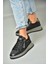 P555306603 Siyah Deri Spor Ayakkabı Sneakers 2