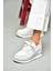 S602008704 Beyaz Kumaş Kalın Tabanlı Spor Ayakkabı Sneakers 2
