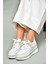 S602008704 Beyaz Kumaş Kalın Tabanlı Spor Ayakkabı Sneakers 4