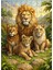 Ahşap Mdf Puzzle Yapboz Sevimli Aslan Ailesi 120 Parça 25*35 cm 1