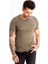 Haki Erkek/Unisex Slim Fit Dar Kesim Bisiklet Yaka Pamuklu Likralı Basic Tişört 1801131 4