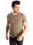 Haki Erkek/Unisex Slim Fit Dar Kesim Bisiklet Yaka Pamuklu Likralı Basic Tişört 1801131 5