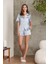 Saten Kadın Biyeli Şort Pijama Takımı Mist 1205 2