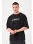 Erkek Bisiklet Yaka Logo Detaylı Oversize T-Shirt 1