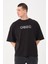 Erkek Bisiklet Yaka Logo Detaylı Oversize T-Shirt 3