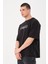 Erkek Bisiklet Yaka Logo Detaylı Oversize T-Shirt 4