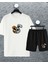 Büyük Beden Özel Tasarım x Minimal Ayıcık Baskılı Pamuk Oversize Battal Erkek T-Shırt Şort Takımı 1