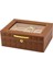 Deri Camlı Humidor Puro Kutusu Kahve 50S 1