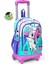 Kids Turkuaz Pembe Dondurmalı Kedi Desenli Üç Bölmeli Çekçekli Okul Sırt Çantası 23951 1