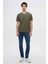 Slim Fit Haki V Yaka %100 Pamuk T-shirt 4HC141996755M 5