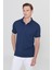 Erkek Beyaz-Lacivert-Açık Mavi 3'lü Çekmeyen Pamuklu Slim Fit Dar Kesim Kıvrılmaz Polo Yaka Tişört 4