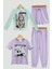 For You Kids 4'lü Winx Baskılı Tshirt Şort Pantolon Lila Takım 2