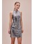 Silver Halter Yaka Mini Elbise 1