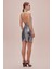 Silver Halter Yaka Mini Elbise 2