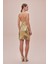 Gold Halter Yaka Mini Elbise 2