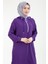 Kolları Ribanalı Kapüşonlu Yarım Fermuarlı Tunik Mor 24YT461 2