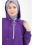 Kolları Ribanalı Kapüşonlu Yarım Fermuarlı Tunik Mor 24YT461 3