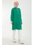 Kolları Ribanalı Kapüşonlu Yarım Fermuarlı Tunik Benetton Yeşili 24YT461 2
