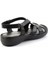 Siyah Deri Kadın Sandalet K05809926603 3