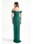 Kadın Zümrüt Yeşili Kruvaze Astarlı Korse Detaylı Uzun Simli Abiye 5