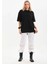 Unisex Bisiklet Yaka 20/1 Düz Oversize T-Shirt - Siyah 2