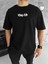 Unisex Bisiklet Yaka Baskılı Oversize T-Shirt - Siyah 2