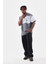 Unisex Bisiklet Yaka Baskılı Oversize T-Shirt - Gri 5