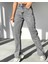 Kadın Paça Yırtmaçlı Mom Jeans Pantolon Koyu Gri 1
