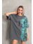 YS Innovation Unisex Bisiklet Yaka Baskılı Oversize T-Shirt - Gri 2