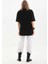 Unisex Bisiklet Yaka 20/1 Düz Oversize T-Shirt - Siyah 4