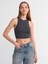 20820 Dikiş Efektli Crop Top-Antrasit 1