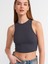 20820 Dikiş Efektli Crop Top-Antrasit 3