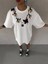 Unisex Bisiklet Yaka Baskılı Oversize T-Shirt - Beyaz 2