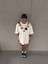 Unisex Bisiklet Yaka Baskılı Oversize T-Shirt - Beyaz 3
