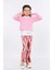 Kız Çocuk 3'lü Takım Fırfırlı Kol Sweatshirt,t-Shirt ve Geniş Paça Pantolon MRN2427 2