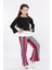 Kız Çocuk 3'lü Takım Fırfırlı Kol Sweatshirt,t-Shirt ve Geniş Paça Pantolon MRN2425 1