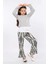 Kız Çocuk 3'lü Takım Fırfırlı Kol Sweatshirt,t-Shirt ve Geniş Paça Pantolon MRN2427 1