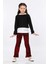 Kız Çocuk 3'lü Takım Fırfırlı Kol Sweatshirt,t-Shirt ve Geniş Paça Pantolon MRN2426 2