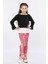 Kız Çocuk 3'lü Takım Fırfırlı Kol Sweatshirt,t-Shirt ve Geniş Paça Pantolon MRN2426 2