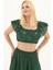 Yeşil Vual Nakışlı Yazlık Crop Bluz 2