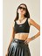 Siyah Kalın Askılı Crop Bluz 5YXK2-48471-02 4