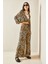 Bej Leopar Desenli Beli Lastikli Bol Paça Viskon Pantolon 5YXK5-48467-25 3